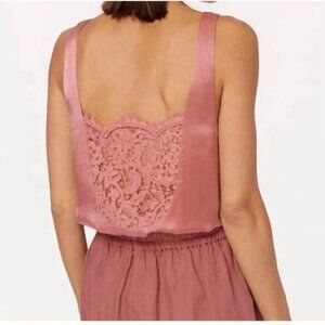 Cami NYC Marleny Charmeuse Lace Back 100% Silk Cami Tank Top Quiet Luxury sz M
